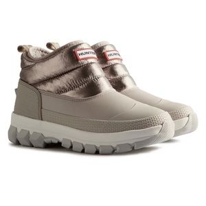 Hunter Original Metallic Snow Ankle Boot Women’s Size 6 Dark Silver Hail Grey